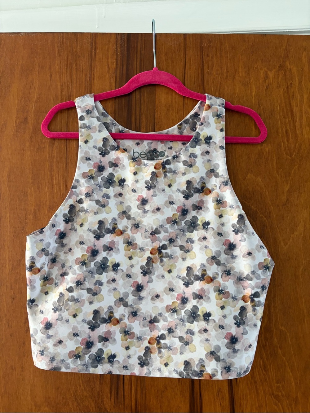 bebe Floral Print White High-Neck Crop Top
